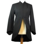 ZARA, BLACK 'WOOL' COAT With zip along front top half, slight padded shoulders, open bottom half