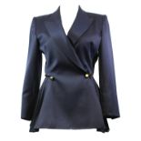 MONTANA, NAVY BLUE 'COTTON' BLAZER With peak lapel collar, gold cube buttons along front and