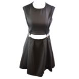 MAJE, BLACK CO-ORD SKIRT AND TOP Fastened by chrome suspender clips (size 3). A
