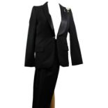 MARC JACOBS, BLACK WOOL BLAZER AND TROUSER SET With shawl lapel collar, faux pockets, central