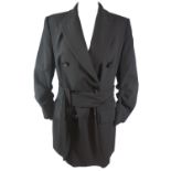 ZARA, BLACK 'POLYESTER' COAT With six black marble buttons, slight ruffled sleeves, two faux front