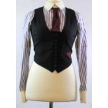 JEAN-PAUL GAULTIER, FEMME, BLUE AND WHITE STRIPED COTTON SHIRT With sewn on black waistcoat,