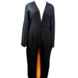 ASOS, BLACK POLYESTER JUMPSUIT With deep V neckline, open cape long sleeves, front pockets, slight