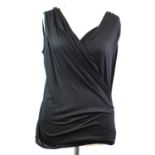 NO LABEL, BLACK VISCOSE SHIRT With deep V neckline and sleeveless shirt. B