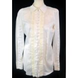 CHLOÉ, WHITE COTTON SHIRT With white buttons along sleeves and front and ruffled cream design