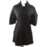 MARNI, BLACK SHORT SLEEVE COAT Knee length, zip and stud fasteners (size 40). A