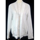 ALL SAINTS, WHITE COTTON SHIRT With white buttons along front, U neckline (size M). A