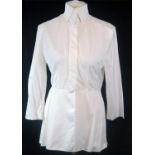 LAGERFELD GALLERY, WHITE COTTON SHIRT With white buttons along front, folded collar ending in a