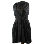 BALENCIAGA, BLACK POLYESTER DRESS With textured rectangular ruffled skirt design, sleeveless, with