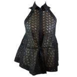 ALAÏA, BLACK SLEEVELESS TOP Embroidery anglaise (size 10). A