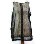 KENNETH CASE, BLACK FISH NET SHIRT With small black sequins sewn in, sleeveless, silver hook and eye