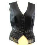GABRIELLA, DARE TO WARE, BLACK WOOL WAISTCOAT With silk lining, beaded and silver paint design along