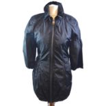 BURBERRY, BLACK HOODED COAT (size 10). A