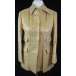 DOLCE & GABBANA, GOLD VISCOSE JACKET With hidden popper buttons, silk floral lining, front