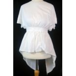 ZARA, WHITE COTTON TOP With tie up open back and short sleeves, with price tag (size M). A+