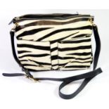 MARNI, ZEBRA PRINT SHOULDER BAG With two separate compartments, two outer small pockets, gold