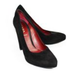 PRADA, BLACK SUEDE HEELS With slight platform (size 39). good