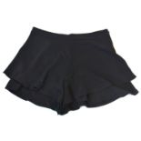 ZARA, BLACK 'POLYESTER' SHORTS With side zip, slight wavy bottom, skirt appearance, faux back