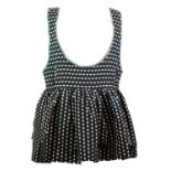 VIVIENNE WESTWOOD, BLACK AND WHITE COTTON DRESS With a ruffled Gabion skirt, plunge neckline and two