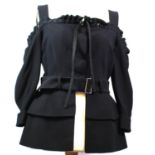 CHRISTIAN DIOR, BLACK 'WOOL' JACKET With notch lapel collar, hidden black button fascinators, long