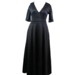 NO LABEL, BLACK DRESS With deep v-neckline, short sleeves, embroidered fold design along middles (