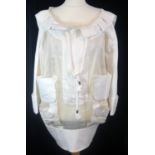 PAULE KA, WHITE COTTON COAT With sheer middle panel, two front large pockets, thick white rope