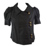 COUTURE COUTURE, BLACK SHORT SLEEVED CROPPED JACKET Gilt buttons, along with a black leather Miss