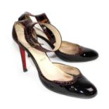 SERGIO ROSSI, A PAIR OF BLACK LEATHER HEELS With pointed toe and slim heel. Size 39