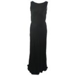 GHOST, FLOOR LENGTH BLACK VISCOSE DRESS With a low back and viscose shoulder detail (size M). A+