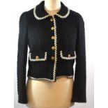 EDWARD ACHOUR, BLACK JACKET Cream trim and pierced gilt buttons, internal gilt chain (size 38). A