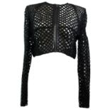 MARIOS SCHWAB, BLACK COTTON JACKET With cut out diamond design, slight padded shoulders, black