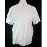 SHANGHAI TANG, WHITE COTTON SHIRT With front pocket and t-shirt sleeves (size S). A