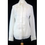 DOLCE & GABBANA, WHITE SHIRT With long sleeves, ruffled front and pointed collars (size 44). D -