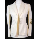 CHLOÉ, WHITE COTTON BLAZER With notch lapel collar, two front pockets, with a cream and gold