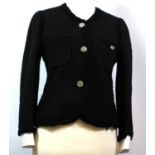 ZARA, BLACK COTTON JACKET With front pockets, crystal buttons along centre, sewn in shirt cuffs,