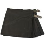 BURBERRY, BLACK WOOL SKIRT With pleated design and two side buckles (size 10). B