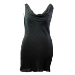 AGENT PROVOCATEUR, BLACK SILK DRESS With low scoop back with cotton black lace lining and jewel