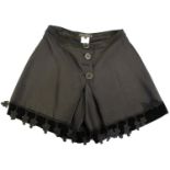 ETRO, BLACK WOOL SKIRTS With black silk lining, four large buttons along front, black velvet,