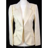 MARC JACOBS, OFF WHITE WOOL BLAZER With notch lapel collar, two faux front pockets and padded