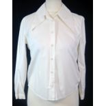 VIKTOR & ROLF, WHITE COTTON SHIRT With pointed collar and white buttons along front (size 44). A