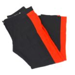ALEXANDER MCQUEEN, BLACK 'COTTON' TROUSERS With red stripe along sides, faux pocket on back,