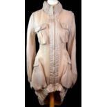 MONCLER, NUDE SILK DRESS With elasticated ruffled hemline, pockets with detailed nude pop buttons,