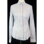 DOLCE & GABBANA, WHITE COTTON SHIRT With black stripes and tailored waist (size 44). A