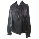 ALBERTA FERRETTI, BLACK POLYESTER COAT With notch lapel collar, black buttons along front, front