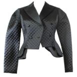 YVES SAINT LAURENT, BLACK SILK TAILORED JACKET With bubbled imprint design, structured shape and