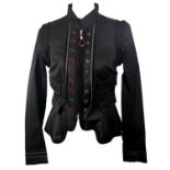 MARITHÉ & FRANÇOIS GIRBAUD, BLACK COTTON JACKET With red threaded buttonholes and black buttons