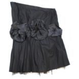 CHER MICHEL KLEIN, BLACK COTTON SKIRT With net underlayer, large black fabric flowers and hidden