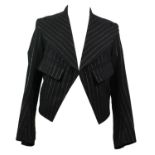 CHLOÉ, BLACK SILK JACKET With notch lapel collar, gold embroidered thread stripes, faux front