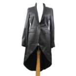 DIRK SCHÖNBERGER, BLACK COTTON DINNER JACKET With central black button, faux front pockets, tails,