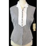 PAUL SMITH, BLACK AND WHITE COTTON SHIRT With black and white skinny vertical stripes and black